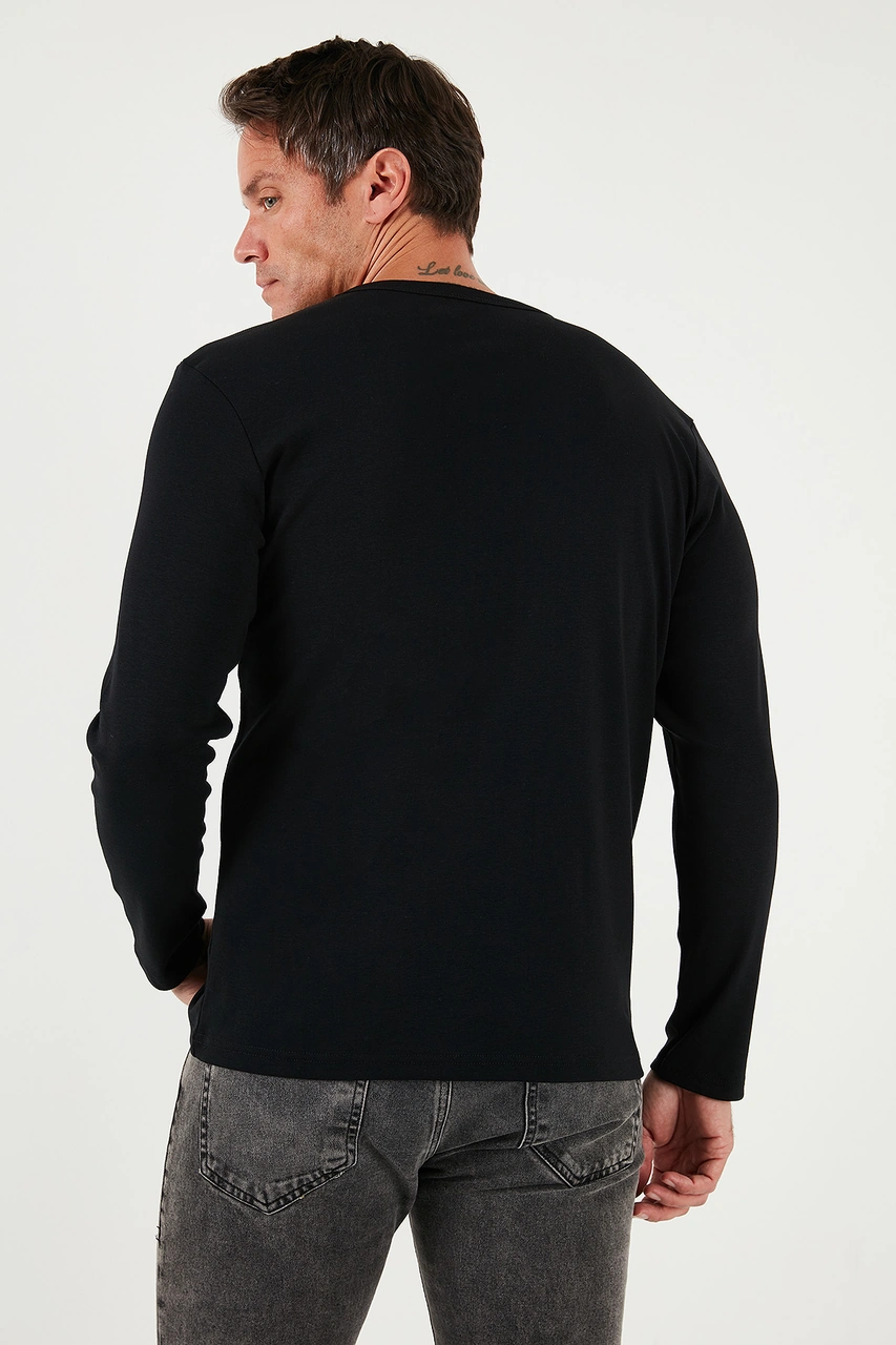 Buratti Pamuklu Slim Fit Bisiklet Yaka Basic Erkek Sweat 59050741 Siyah