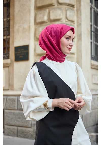 Silk Home Monogram Pamuk İpek Eşarp 130001-03 Fuşya