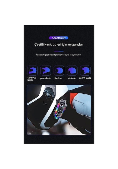 Y20 Motor Kurye Kask Kulaklık Rgb Modlu Bluetooth Motosiklet Kulaklık 5.3 Bluetooth Interkom 86271330