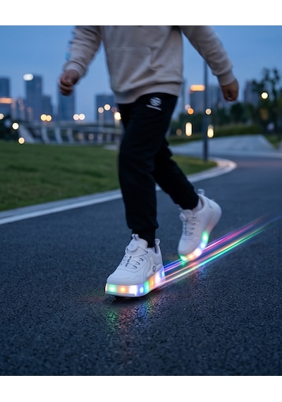 2256-n-drops Led Işıklı Çift Tekerlekli Akıllı Bağcıklı Unisex Çocuk Patenli Ayakkabı Beyaz 2256-n-drops Led Işıklı Çift Tekerlekli Akıllı Bağcıklı Unisex Çocuk Patenli Ayakkabı Beyaz