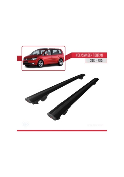 Volkswagen Touran 2010-2015 Arası İle Uyumlu Hook Model Anahtar Kilitli Ara Atkı Tavan Barı Siyah