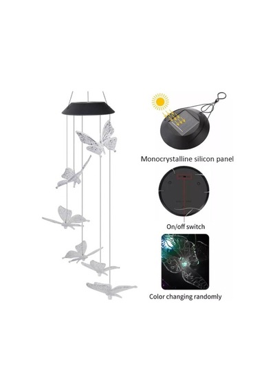 Solar Led Işıklı Kelebekli Bahçe Dekoru 6 Ledli,renkli Işık Diğer