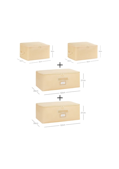 4'lü Bej Balıksırtı Hurç Set 2 Adet 30 X 22 X 18/2 Adet 52 X 28 X 21 Cm Diğer