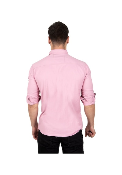 Deepsea Erkek Pembe Fitilli Çıtçıtlı Kot Gömlek 300421 Pembe