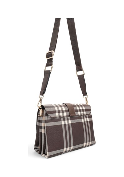 Silver & Polo Silver Polo Kahve - Kahve Çizgili Ekose Kadın Çapraz Çanta Sp1009