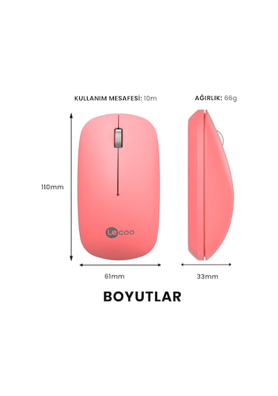 Lecoo WS214 Kablosuz 1200DPI 3 Tuşlu Optik Mouse