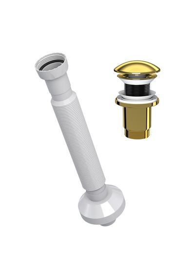 Suera Magic Pipe Körüklü Gider Borusu + Elixir Pop-up Set Altın - Taşma Deliksiz