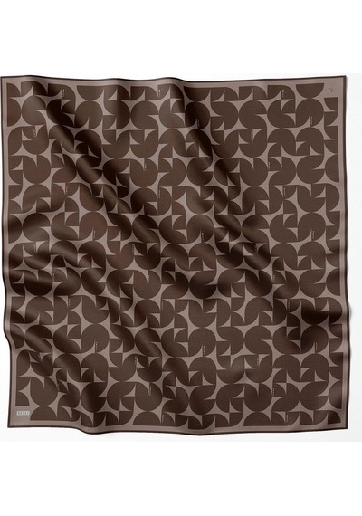 Belli Twill İpek Eşarp - 4117-86 Kahve Kahve
