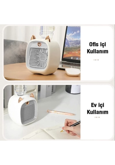 Şarjlı Masaüstü Vantilatör Nemlendirici Özellikli Soğuk Buhar Soğutucu Mini Klima Şarjlı Masaüstü Vantilatör Nemlendirici Özellikli Soğuk Buhar Soğutucu Mini Klima