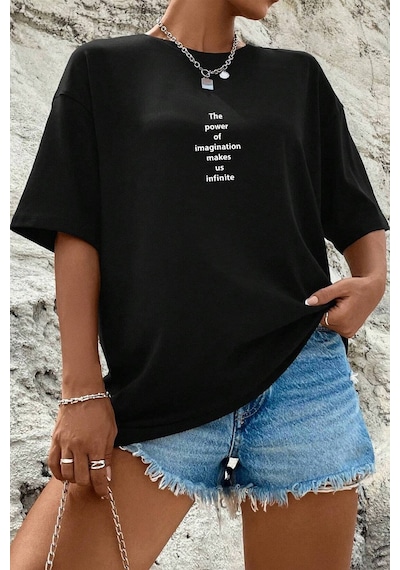 Flood Of Style Unisex The Power Of Baskılı Tasarım Tshirt Siyah