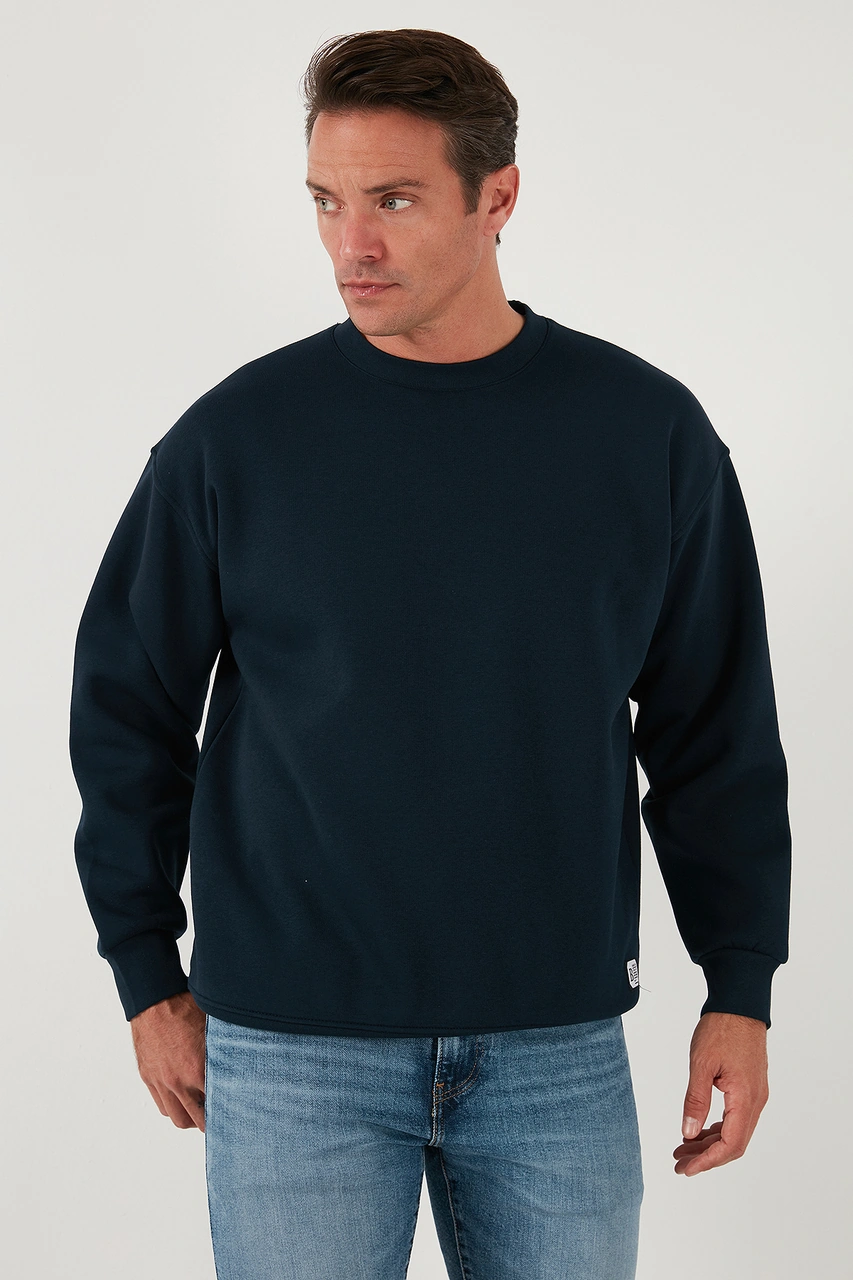 Buratti Regular Fit Bisiklet Yaka Şardonlu 2'Li Paket Erkek Sweat 5905255S2 Koyu Lacivert-Vişne