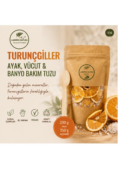 Laborem Natura Turunçgiller Çok Amaçlı Banyo, Ayak Ve Vücut Tuzu Mineralli Rahatlatıcı Bakım Tuzu 200 Gr