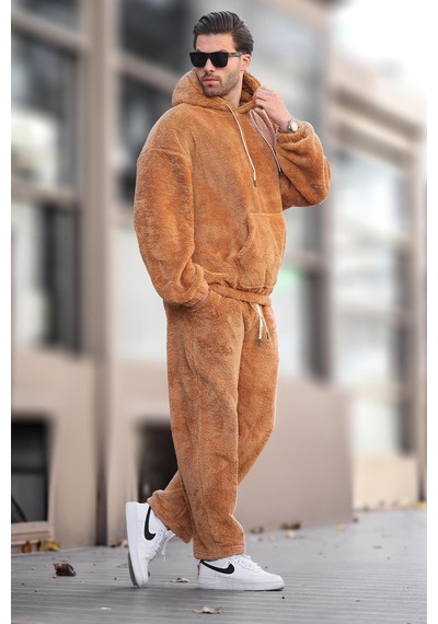 Madmext Taba Cep Detaylı Polar Erkek Eşofman Takımı E5961 Taba