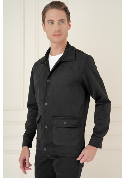 Efor Comfort Fit Mono Yaka Kapaklı Cep Casual Siyah Ceket C 699 Siyah