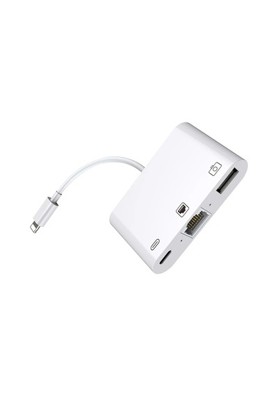 Apple iPhone Uyumlu/ipad 3in1 Ethernet Rj45 Ve Usb Kamera Adaptörü Nk107- 5775 Beyaz