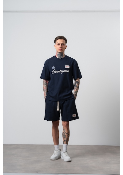 Erkek Countryman Nakışlı Regular Fit T-shirt Şort Takım Lacivert