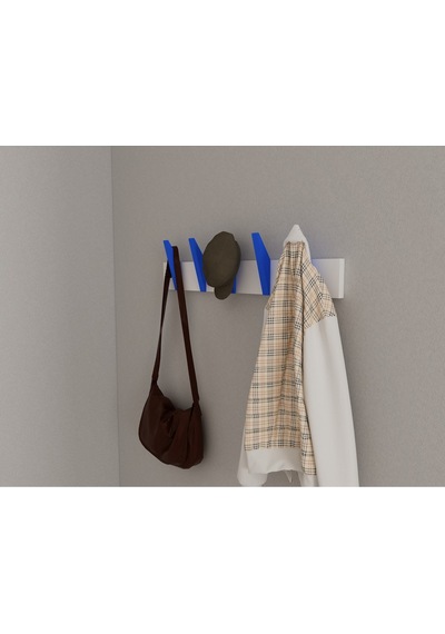 Hepsi3boyutlu Modern Duvar & Kapı Kanca Askılık - 5 Adet Mavi Kanca Askılık - Model No : 4 Mavi