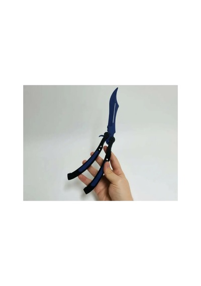Cs2 Kelebek/butterfly Bıçak Plastik Kapalı Mavi Oyuncak 3d Keskin Değil