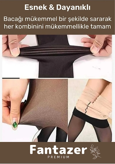 Fantazer Kuasar Series Sıcak Tutan Ince Siyah Çorap Ten Görünümlü Termal Içli Peluş Polarlı Külotlu Çorap Siyah