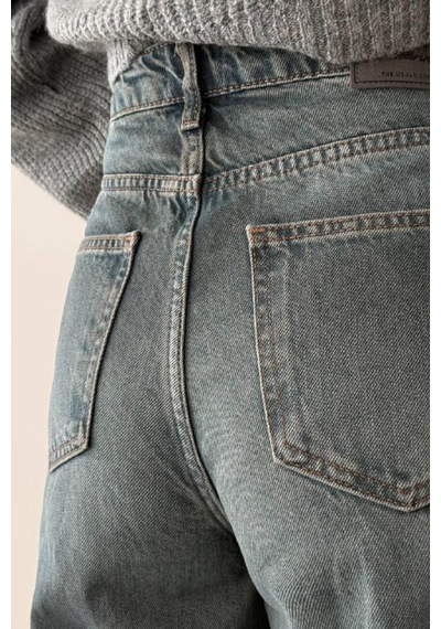 Lacarino 7637 Elephant Leg Kadın Jean Pantolon Green Tint