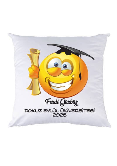 Mezuniyet Hediyesi Erkek Emoji Mesajlı Yastık