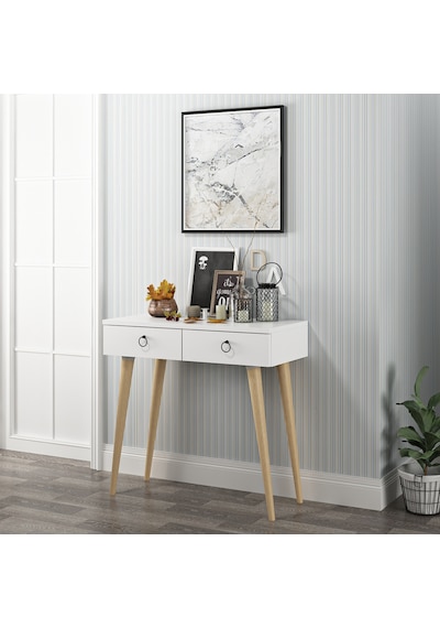 Dekorosso Arden Ahşap Ayaklı Modern Dekoratif Dresuar Beyaz 72cm Beyaz