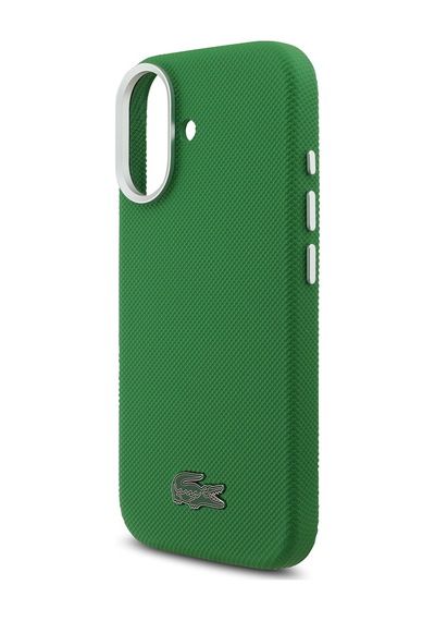 Apple iPhone 17 Kılıf Lacoste Lisanslı M-safe Uyumlu Pvc Pike Desenli İkonik Timsah Logolu Kapak Yeşil