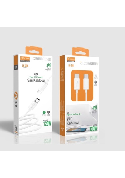 Lucatech Lk-208 120w 3a Turbo Hızlı Şarj Kablosu Type-c'den Type-c'ye 1m