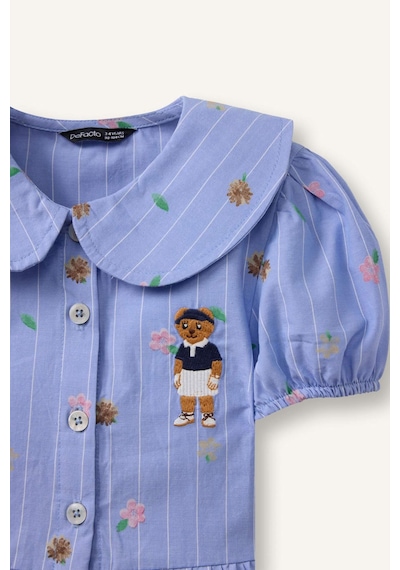 Defacto Bebe Yaka Baskılı Kısa Kollu Gömlek Kız Bebek H2988a526smnv135 Lacivert-nv135