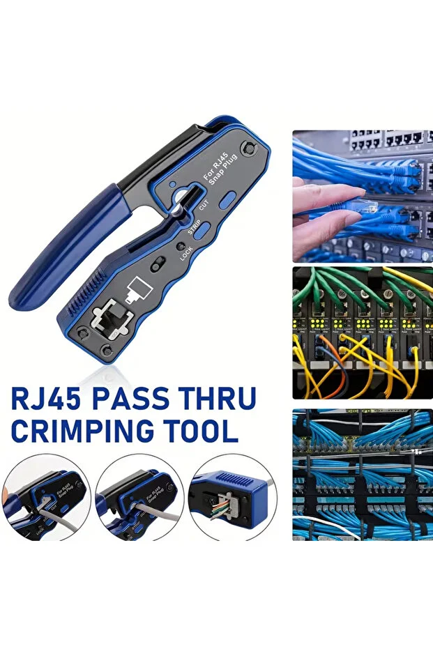 Cat7/cat6 Yeni Nesil Pense 8p8c + 100 Adet Yeni Nesil Delikli Jak + Rj45 Rj11 Test Cihazı + 100 Adet Cover Kılıf + Kablo Soyucu