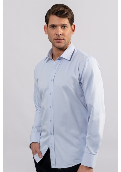 Tudors Modern Slim Fit Düz Erkek Mavi Gömlek-23974-mavi Mavi