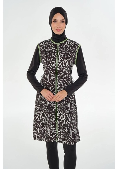 Maresiva 252305 Helen Siyah Tam Boy Tasarım Tesettür Mayo Siyah