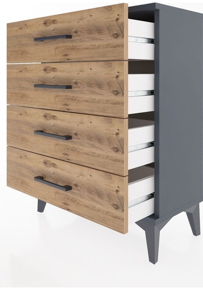 Arges Komodin 2 Raflı 60x30x80 Antrasit-çam Antrasit