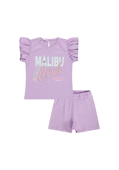 Civil Girls Malibu Baskılı Şortlu 2-5 Yaş Takım - Lila