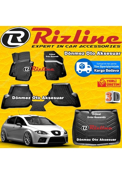 Seat Leon 3D Paspas+Bagaj Havuzu Siyah Hb 2006-2012 Arası Rizline N11.23223