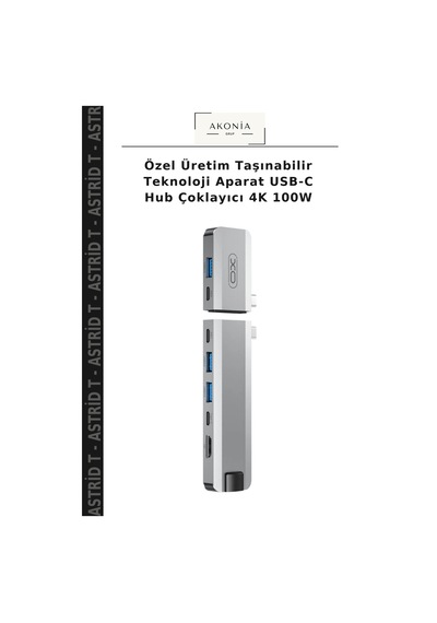 Özel Üretim Taşınabilir Teknoloji Aparat Usb-c Hub Çoklayıcı 4k 100w