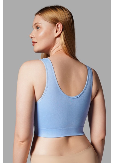 Fit Women Göğüs ı Dikişsiz Seamless Büstiyer Korse Kalın Askılı Pedsiz Balensiz ı Sütyen 5050 Mavi