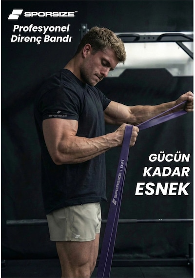 30 + 38 Kg Power Loop Direnç Bandı Kas Geliştirme Fitness Crossfit Barfiks Lastiği Mor + Siyah