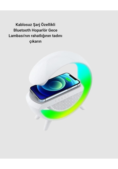 Hubrendy Tekno Rgb Işıklı Kablosuz Şarjlı Hoparlör Fm Radyolu Akıllı Gece Lambası