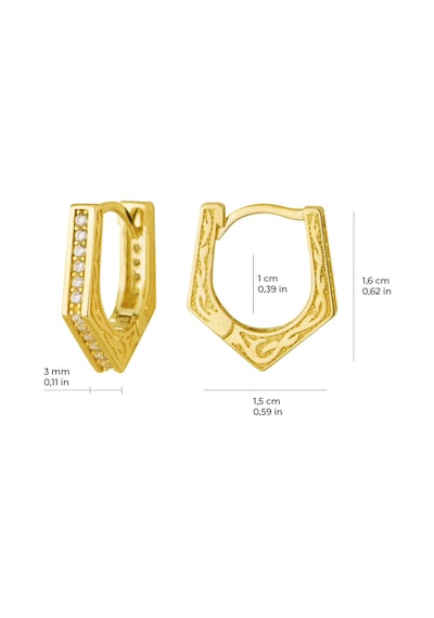 14 Ayar Modern Taşlı Halka Altın Küpe 3,59 Gr-6382