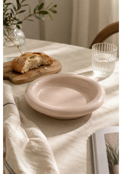 Parlak Bej Donut Seramik Yemek Tabağı 21,5 Cm Bej - 915217557 Bej
