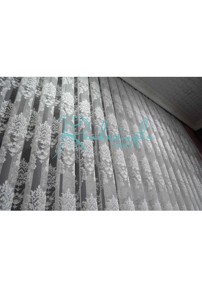 Tül Perde Damask Desen Jakar Kabartma Tüm En Ölçülerinde Ekru