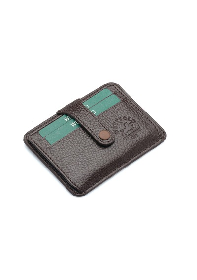 West Polo Hakiki Deri Patlı Bol Kartlıklı Kağıt Para Bölmeli Unisex Kartlık Tr115 Kahverengi