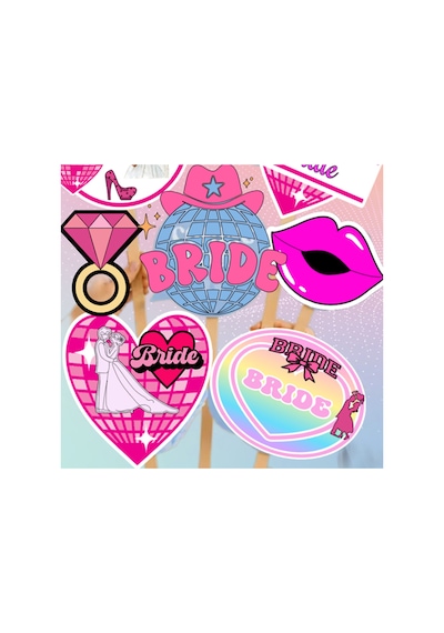 Pembe Kırmızı Bride To Be Konuşma Balonu Seti 8 Parça Bekarlığa Veda Aksesuarı