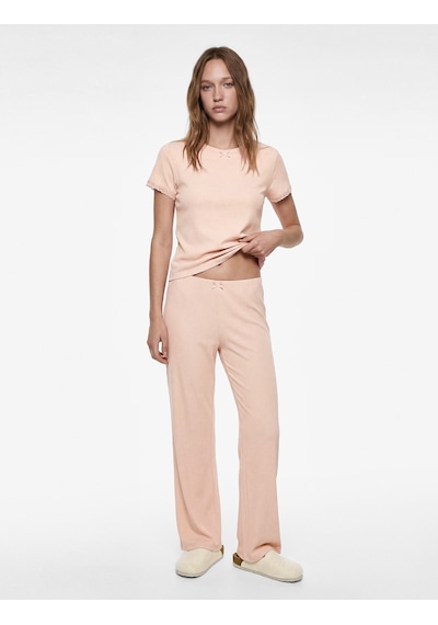 Koton Bisiklet Yaka Kısa Kollu Pijama Takımı Gül Kurusu 6slk40060mk