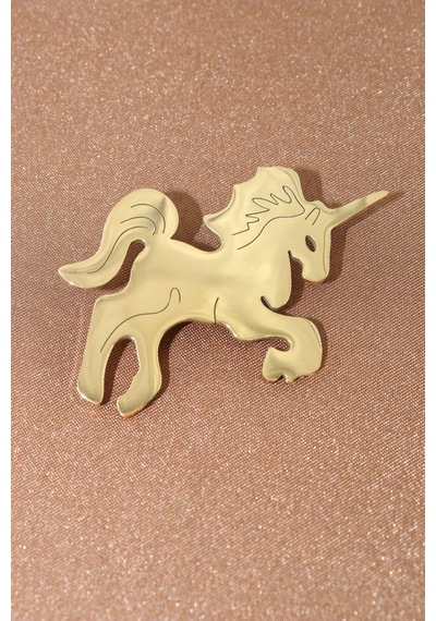 Çelik Efsanevi Saf Ve Masum Ölümsüzlük Atı Tek Boynuz Unicorn Broş. Yaka İğnesi Unicorn Broş. Unisex Gold