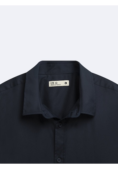 LTB Slim Fit Yaka Detaylı Uzun Kollu Lacivert Gömlek