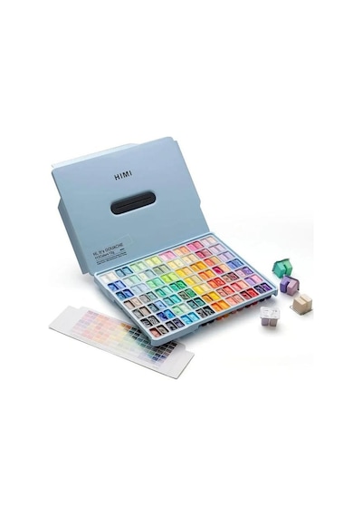 Hımı Twin Cup Gouache Set Guaj Boya Seti 112 Renk X 12 Gr. Ice Blue Case Karışık Renk