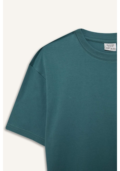 DeFacto Erkek Çocuk Oversize Geniş Kalıp Bisiklet Yaka Basic Düz Kısa Kollu Tişört B5927A825SMGN469