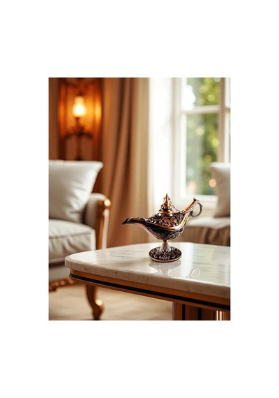 Aladdin Sihirli Lamba Tütsülük Buhardanlık Dekoratif Biblo 11 CM - Bakır